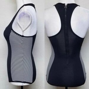 BEACH House Sport Black Striped Halter Swimsuit